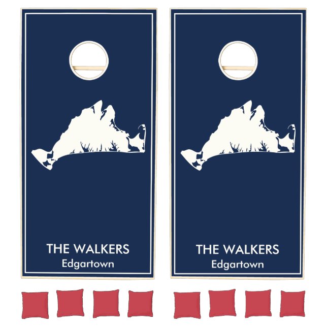 Personalized Martha's Vineyard Silhouette Preppy Cornhole Set (Set)