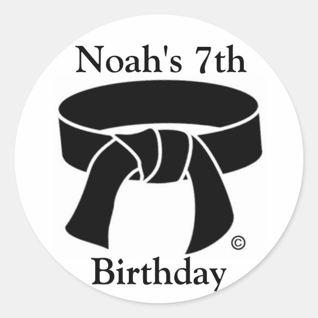 Personalized Martial Arts Black Belt Stickers (Front)