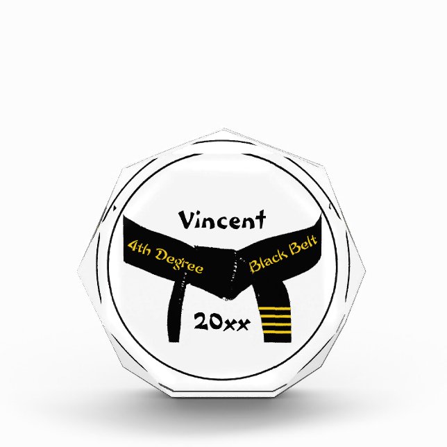 Personalized Martial Arts Fourth Degree Black Belt Award (Front)