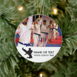 Personalized Martial Arts Karate Photo Christmas Ceramic Ornament<br><div class="desc">Add a photo of your martial artist to this awesome Christmas tree ornament.  There's also room for two lines of custom text - name,  year,  etc.  Easily change the background color to coordinate with your photo.</div>