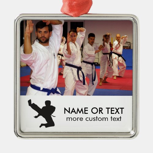 Personalized Martial Arts Karate Photo Christmas Metal Ornament