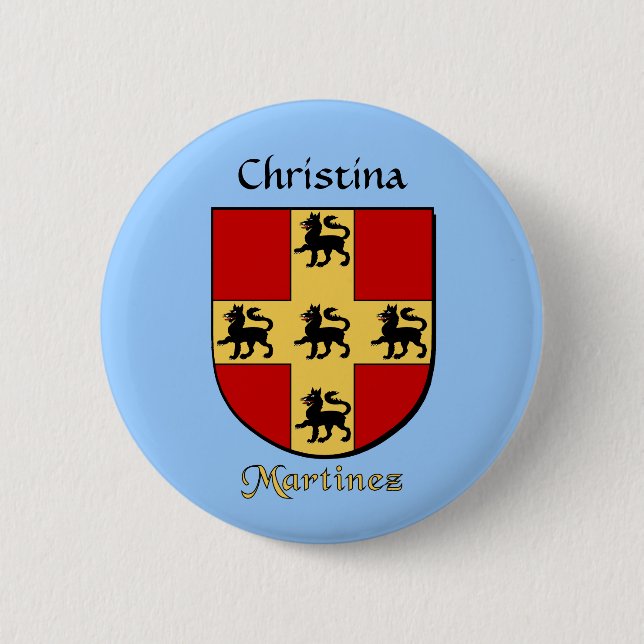 Personalized Martinez Historical Shield Pinback Button (Front)
