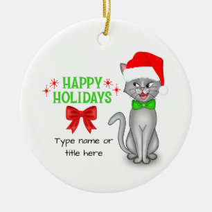 Personalized Marvin the Math Cat Ceramic Ornament