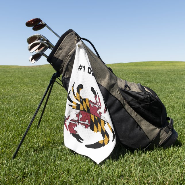 Personalized Maryland Flag Blue Crab Golf Towel (Green)