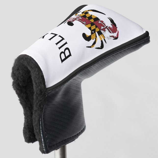 Personalized Maryland Flag & Crab Putter Cover (3/4 Front)