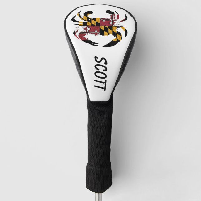 Personalized Maryland Flag Driver Cover with Crab  (Front)