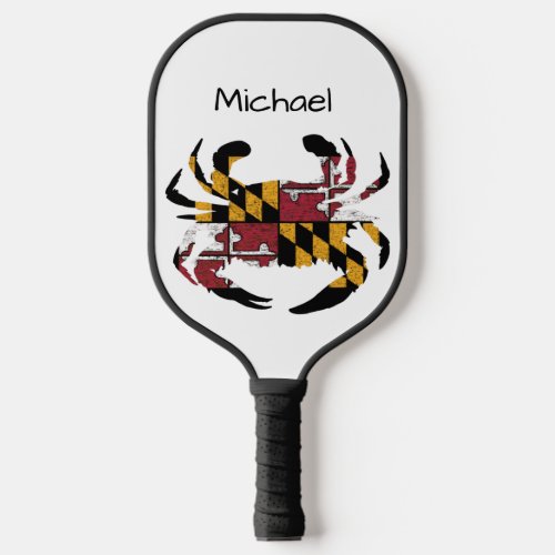 Personalized Maryland State Flag  Blue Crab Pickleball Paddle