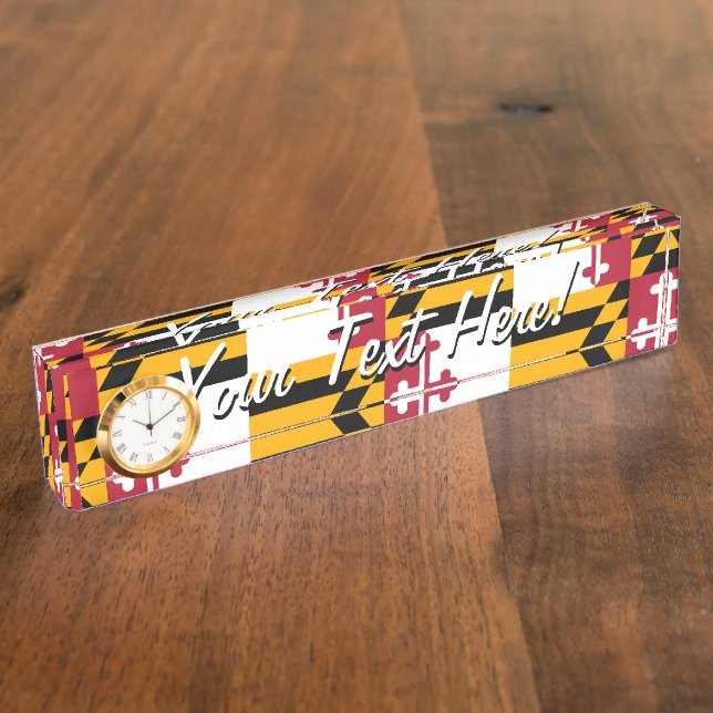 Personalized Maryland State Flag Design Desk Name Plate (Side)
