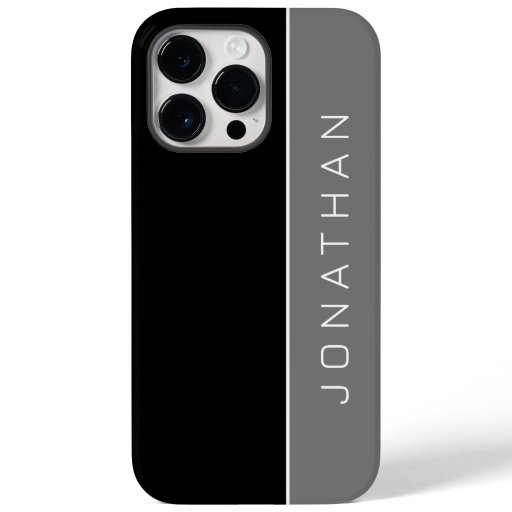 Personalized Masculine Black and Gray Two-Tone Case-Mate iPhone 14 Pro Max Case