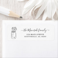 Personalized Mason Jar & Flowers Return Address