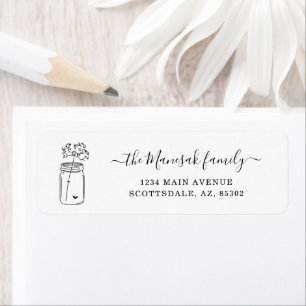 Personalized Mason Jar & Flowers Return Address Label