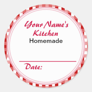 Personalized Mason Jar Lid Labels Red Checks