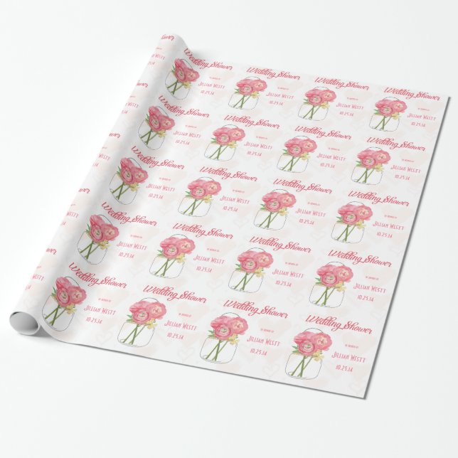 Personalized Mason Jar Wedding Shower Gift Wrap (Unrolled)