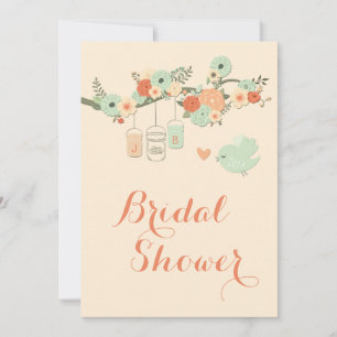 Personalized Mason Jars Floral Tree Bridal Shower Invitation