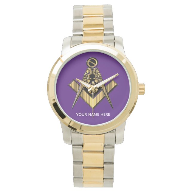 Personalized Masonic Gifts | Freemason Purple  Watch (Front)