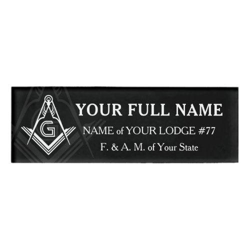 Personalized Masonic Name Badges  Black  White