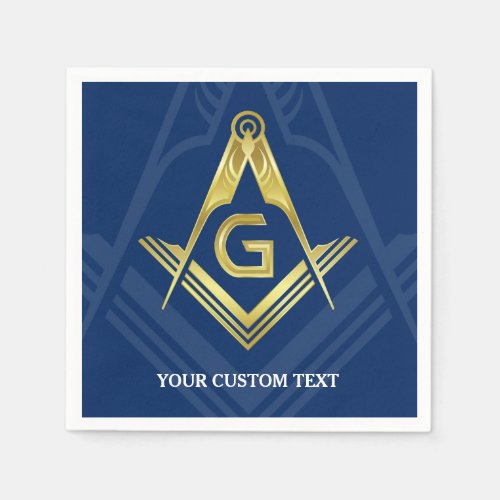 Personalized Masonic Napkins  Navy Blue Gold