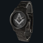 Personalized Masonic Watches | Freemason Gifts<br><div class="desc">These classy and sophisticated modern personalized masonic watches make for unique and custom freemason gifts for yourself or another lodge brother... Customize this watch design easily with your own text, alter background colors, and even the the square and compass symbol style. The sharp black and white design illustrates the square...</div>
