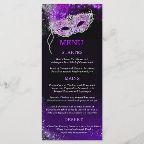 Personalized  Masquerade Ball Template Menu