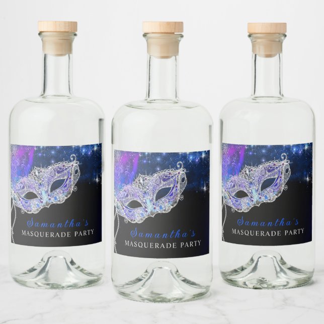 Personalized  Masquerade Party Liquor Bottle Label (Bottles)