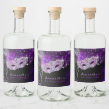 Personalized Masquerade Party Water Bottle Label