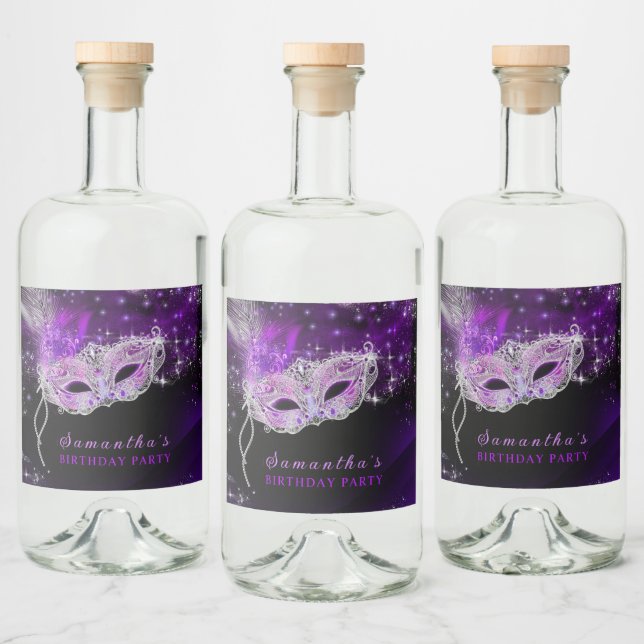 Personalized Masquerade Party Water Bottle Label (Bottles)