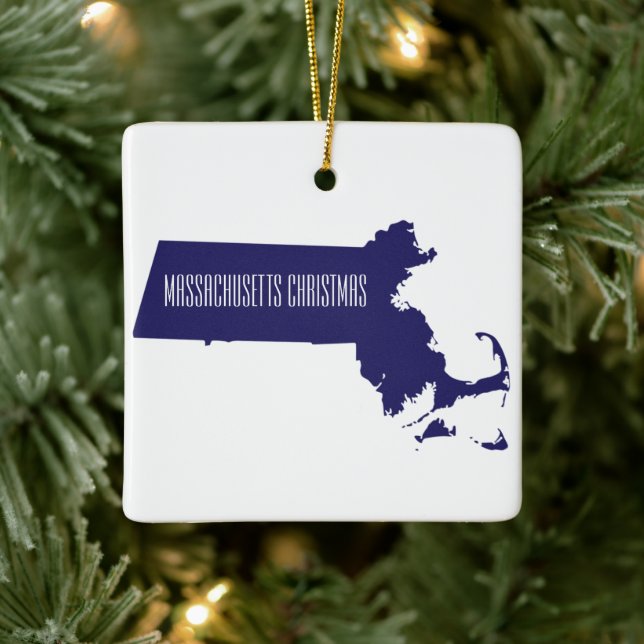 Personalized Massachusetts Christmas Ornament (Tree)