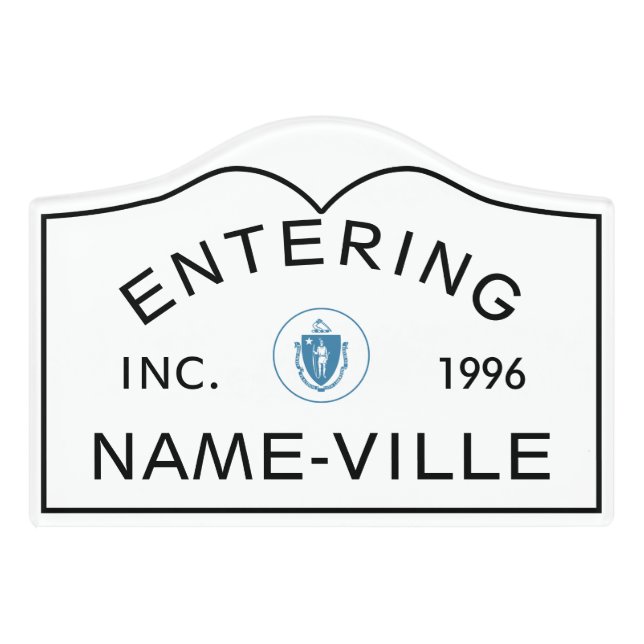 PERSONALIZED Massachusetts Name Sign (Small Crest Front)