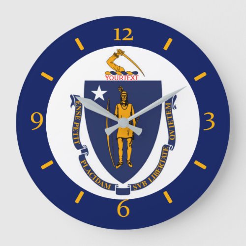 Personalized Massachusetts State Flag Design on Large Clock