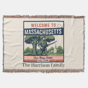 Personalized Massachusetts Throw Blanket