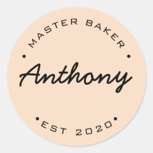 Personalized Master Baker Established year Classic Round Sticker