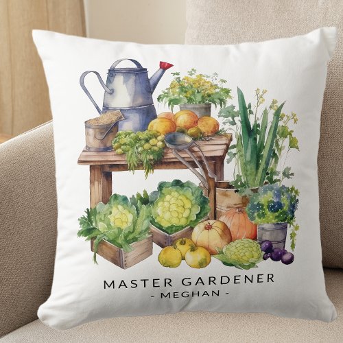 Personalized Master Gardener Throw Pillow