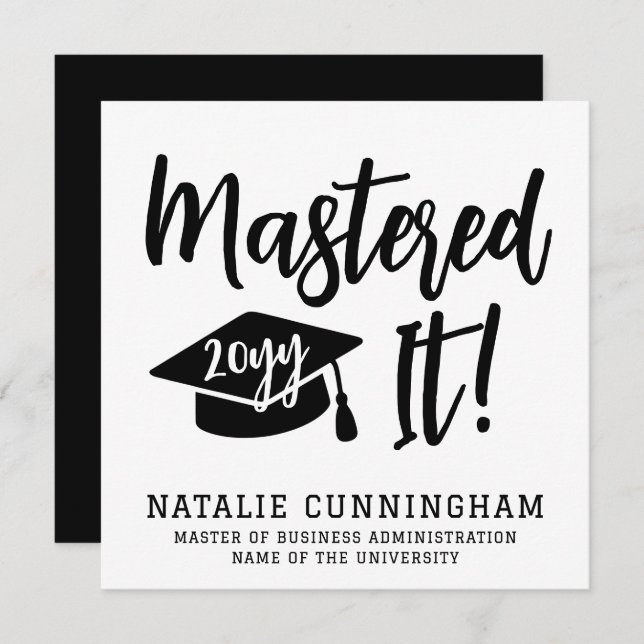 Personalized Masters Degree Graduation Mastered It (Front/Back)