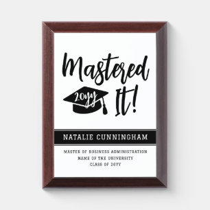 Personalized Masters Degree Graduation Mastered It Award Plaque