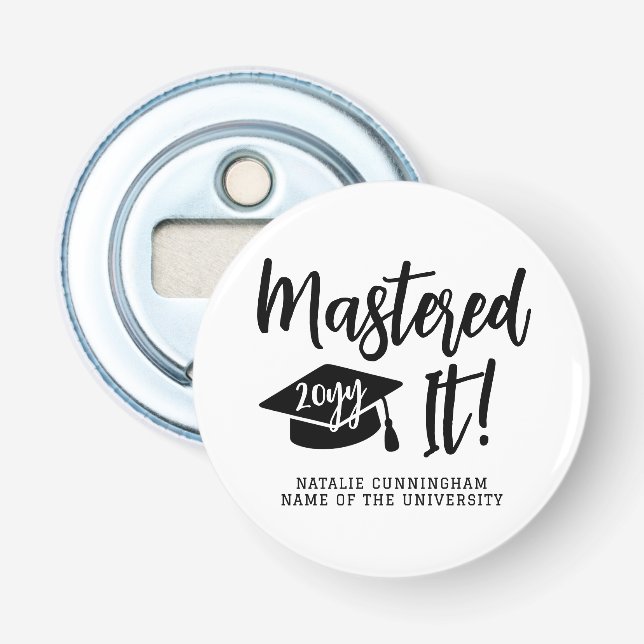 Personalized Masters Degree Graduation Mastered It Bottle Opener (Front)