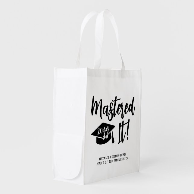 Personalized Masters Degree Graduation Mastered It Grocery Bag (Front Side)