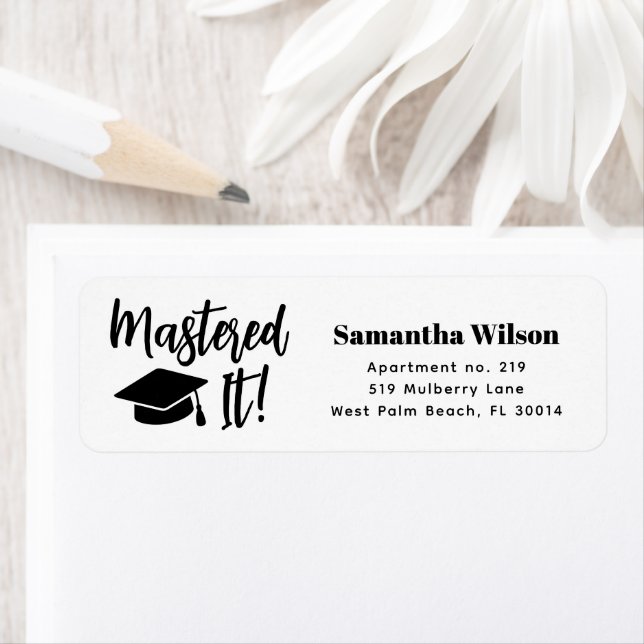Personalized Masters Degree Graduation Mastered It Label (Insitu)