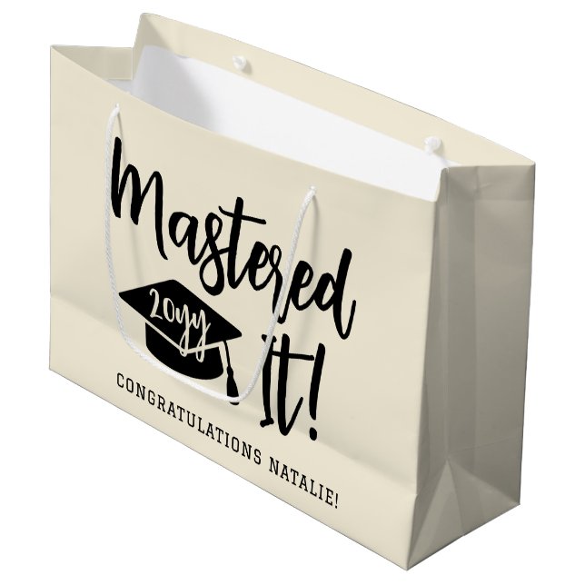 Personalized Masters Degree Graduation Mastered It Large Gift Bag (Front Angled)