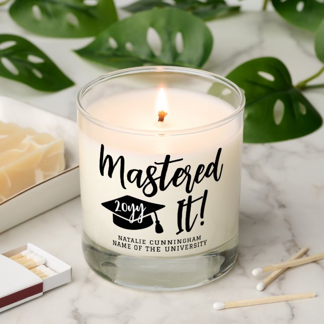 Personalized Masters Degree Graduation Mastered It Scented Candle (Lit)