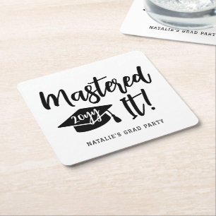 Personalized Masters Degree Graduation Mastered It Square Paper Coaster