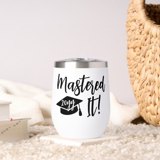 Personalized Masters Degree Graduation Mastered It Thermal Wine Tumbler (Living Room (Rotated))