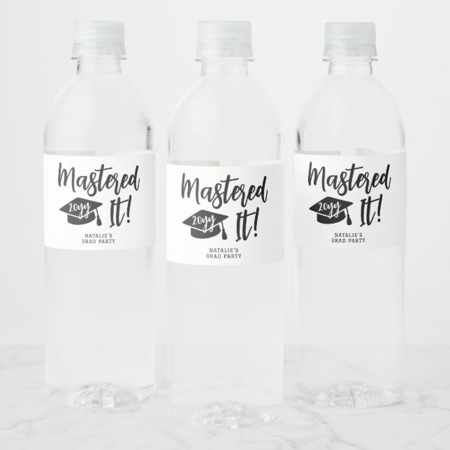 Personalized Masters Degree Graduation Mastered It Water Bottle Label (Bottles)
