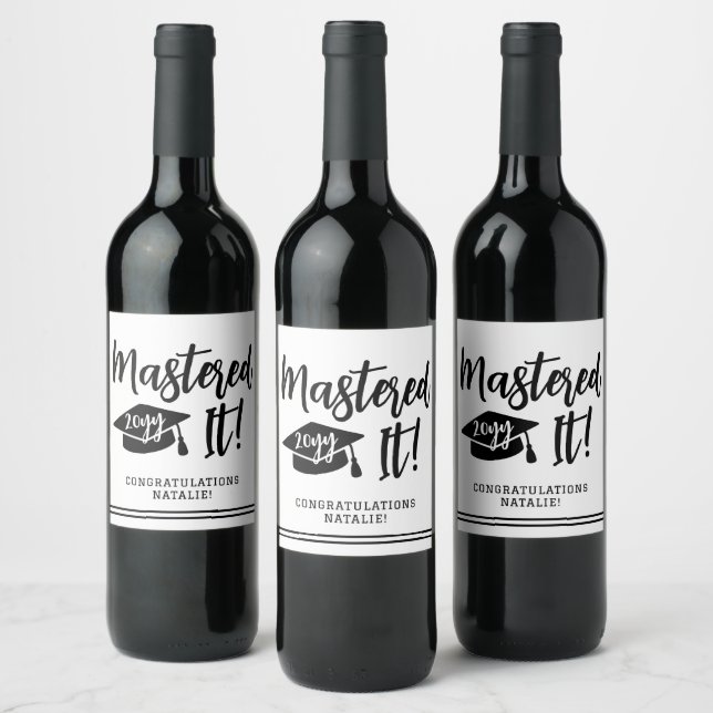 Personalized Masters Degree Graduation Mastered It Wine Label (Bottles)