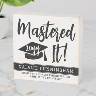 Personalized Masters Degree Graduation Mastered It Wooden Box Sign