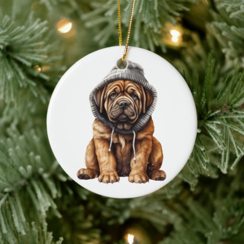 Personalized Mastiff Dog Art Ceramic Ornament