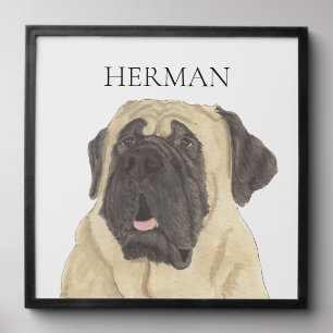 Personalized Mastiff Pet Portrait Art Peel And Stick Photo Tile