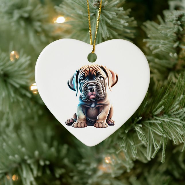 Personalized Mastiff Puppy Ceramic Ornament (Tree)