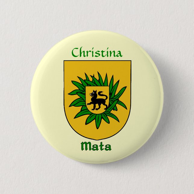 Personalized Mata Historical Shield Pinback Button (Front)