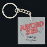 Personalized Match Day Medical Residency Specialty Keychain<br><div class="desc">Commemorate your residency match with this personalized "Matched 2026" keychain! Featuring bold red text,  a stethoscope design,  and space to customize with your specialty and name,  this keychain is the perfect accessory or gift for medical professionals. Celebrate this exciting milestone with a keepsake you'll cherish forever!</div>