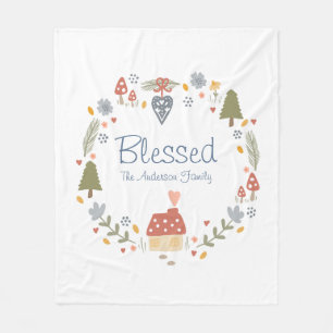 Personalized Matching Family Thanksgiving Blessed Fleece Blanket
